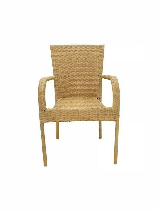 Πολυθρόνα Εξωτερικού Χώρου Rattan Laura Φυσικό 58x58x90εκ.
