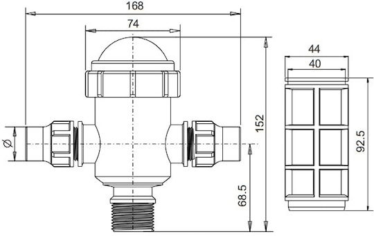 Palaplast 3476/3123 Φίλτρο Γραμμής Ταφ Μικρό (Σίτας) 25mmx1″x25mm Mesh 120 Μαύρο