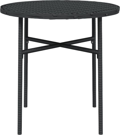 Sitting Room Outdoor Free Standing Table with Rattan Surface and Metal Frame Black 45x45x45cm