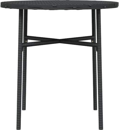 Sitting Room Outdoor Free Standing Table with Rattan Surface and Metal Frame Black 45x45x45cm