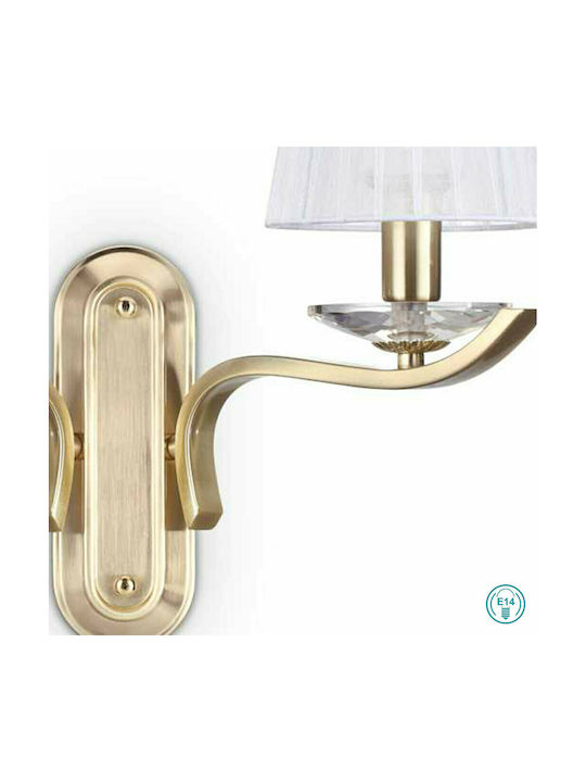 Ideal Lux Pegaso AP2 Classic Wall Lamp with Socket E14 Gold Width 43cm