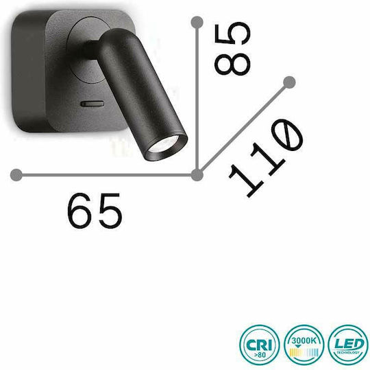 Ideal Lux Bean Square Ap Classic Lamp Wall with Integrated LED and Warm White Light 6.5x8.5x6.5cm