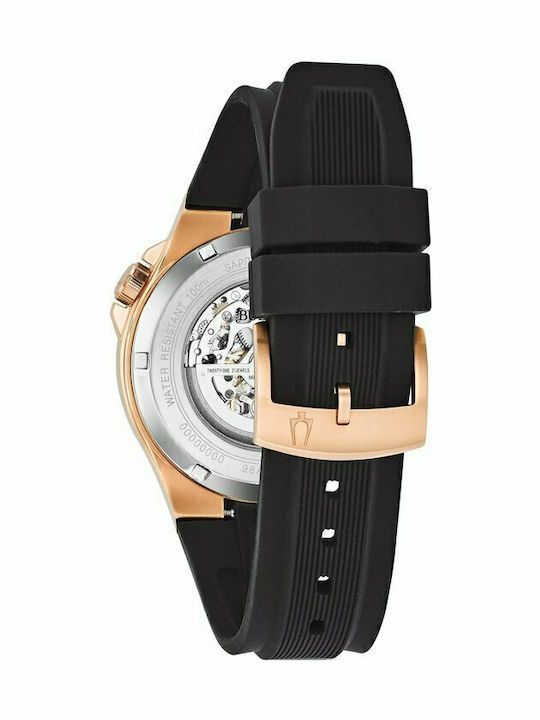 Bulova Mechanical Men's Watch 46mm Automatic with Black Rubber Strap