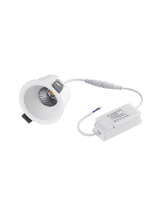 GloboStar Кръгла Металик Вграден Спот с Патрон Вграден LED Бял 8.4x8.4см. 1бр
