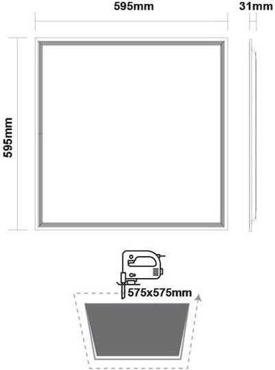 Aca Platz Vertieft LED Panel 40W mit Kaltweiß Licht 6500K