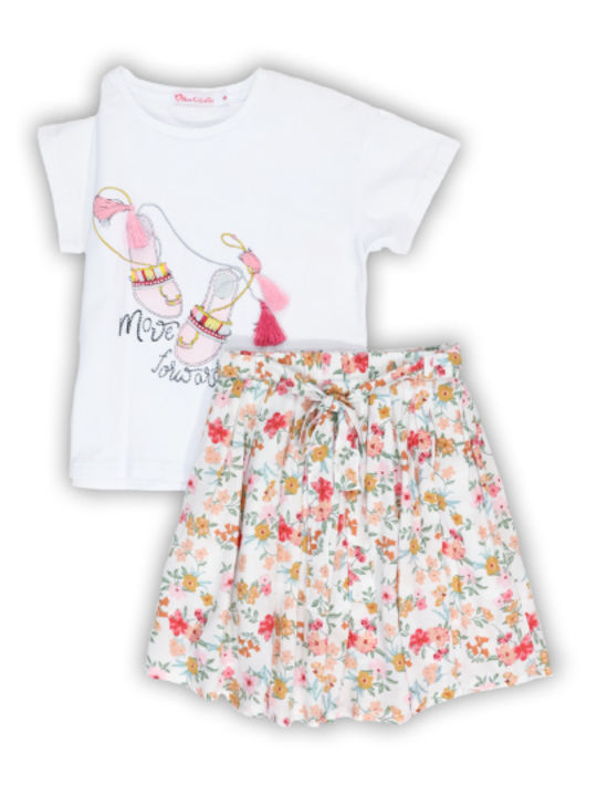 New College Kids Set with Skirt Summer 2pcs White