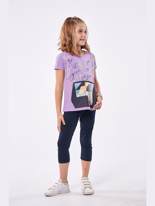 Εβίτα Kids Set with Leggings Summer 2pcs Lilac