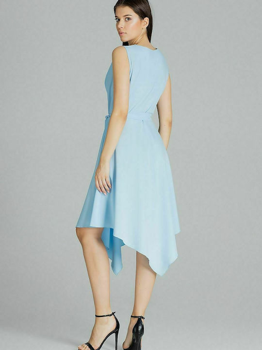 Lenitif Summer Midi Evening Dress Wrap Light Blue