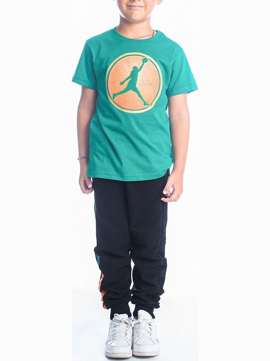 Kids Sweatpants Set Green 2pcs Slum Dunk