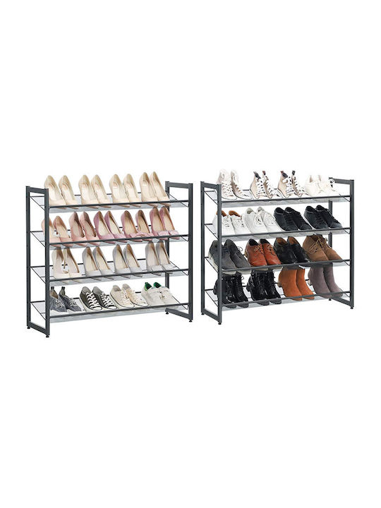 Metalică Suport pentru pantofi cu 8 Rafturi Gri L92.5xW30.7xH163.5cm