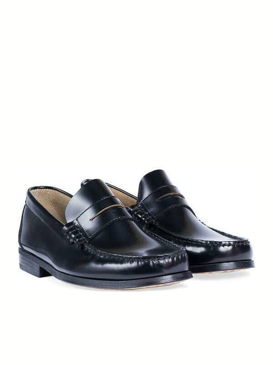 0130 Men's Leather Loafers Black