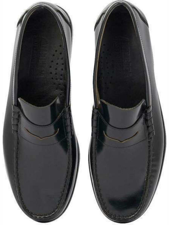 0130 Men's Leather Loafers Black