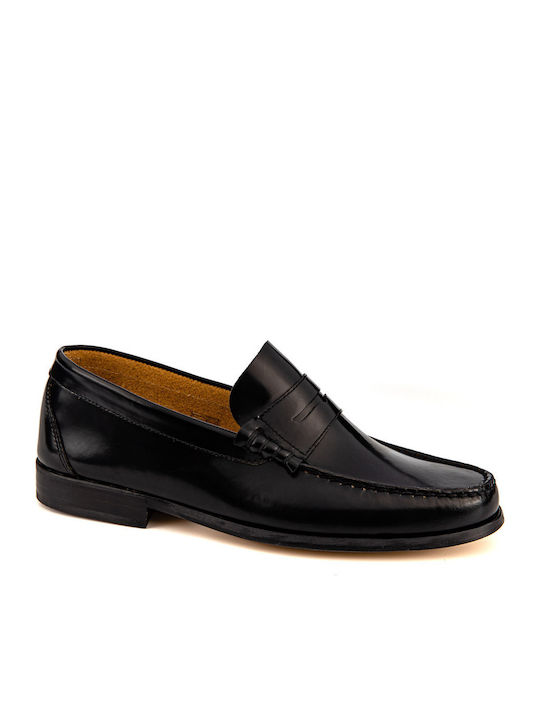 0130 Men's Leather Loafers Black