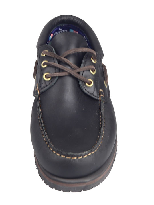 Memphis C55 Δερμάτινα Ανδρικά Boat Shoes σε Μαύρο Χρώμα