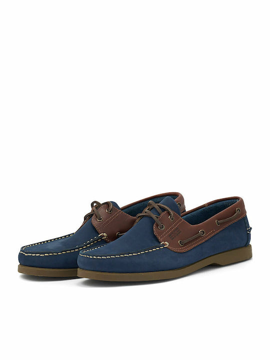 0450 Δερμάτινα Ανδρικά Boat Shoes σε Μπλε Χρώμα
