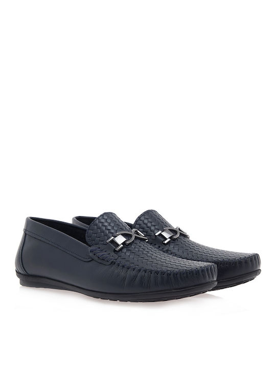 Wepss Men's Leather Moccasins Blue O507U2711052