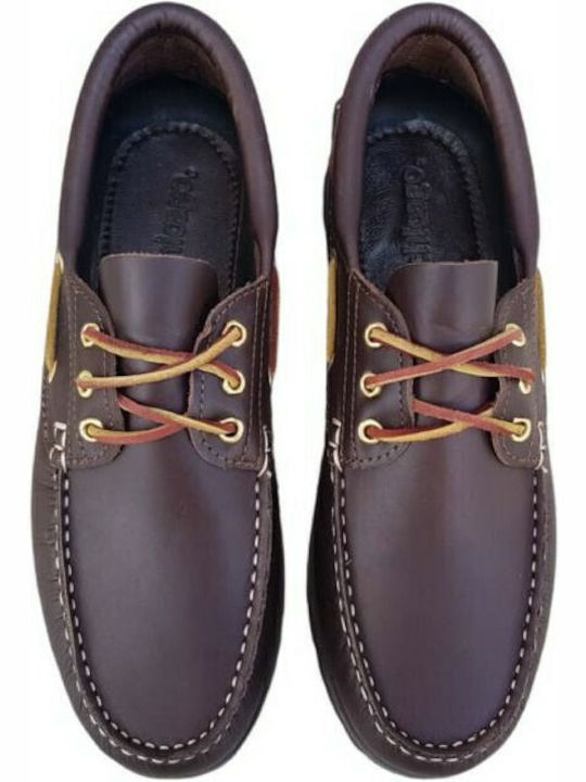 842 Δερμάτινα Ανδρικά Boat Shoes σε Καφέ Χρώμα