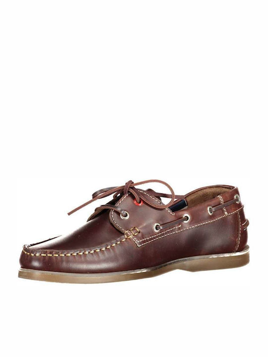 NAUTY063 Leder Herren Mokassins in Burgundisch Farbe