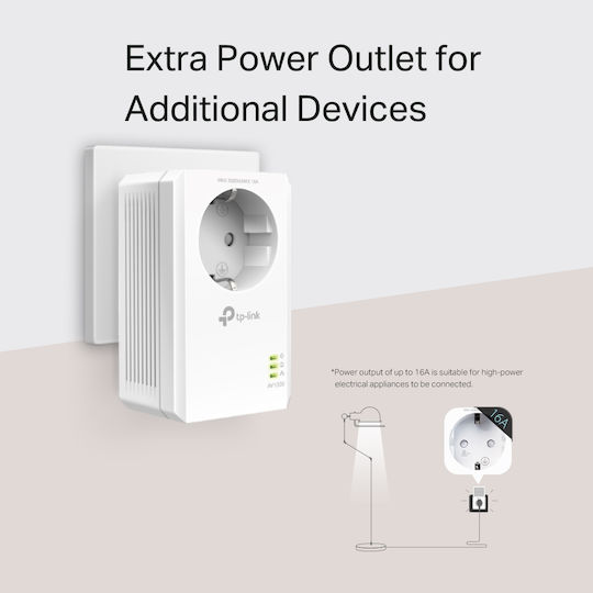 TP-LINK TL-PA7017P KIT v4 Powerline Double Wired with Passthrough Socket and Gigabit Ethernet Port
