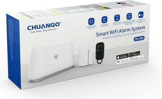 Chuango Drahtlos Alarmsystem mit Türsensor , Fernbedienung und Zentrale (Wi-Fi)