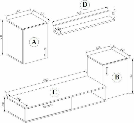 Wohnzimmer TV-Einheit Lia Braune M170xB36xH36cm