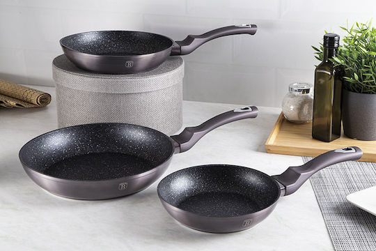 Berlinger Haus Metallic Line Сет Тигани от Алуминий Carbon Pro с Вътрешно Покритие от Камък 3 Съда