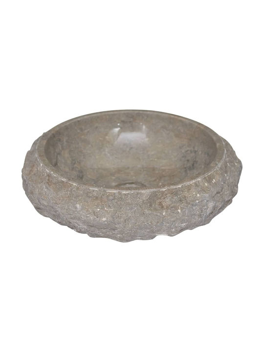 vidaXL Επικαθήμενος Νιπτήρας Πέτρινος 40x40x12cm Γκρι