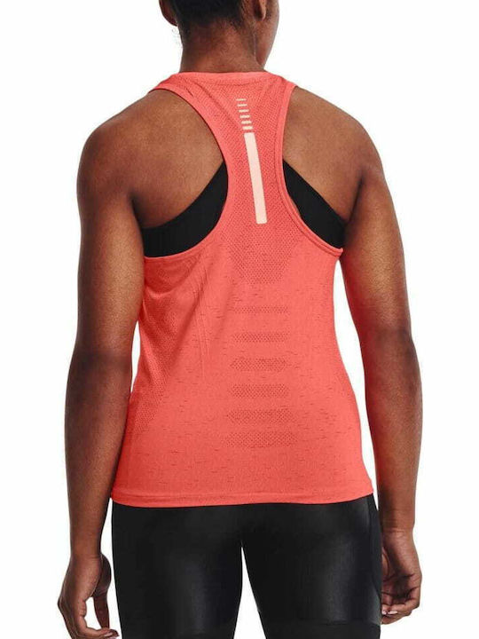 Under Armour Seamless Run Women's Athletic Blouse Sleeveless Orange