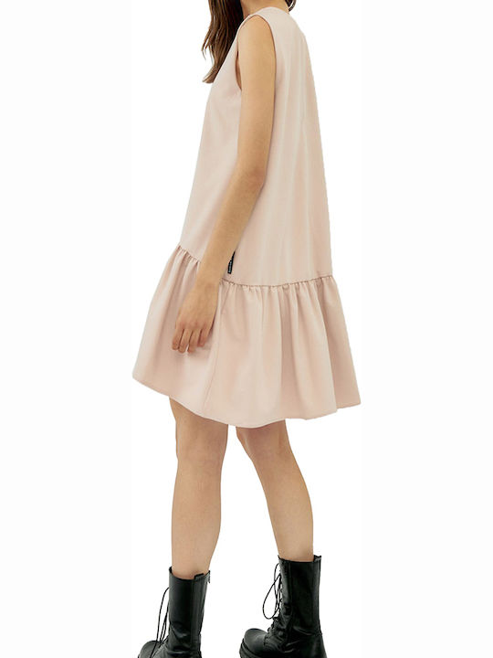 Summer Mini Dress with Ruffle Beige