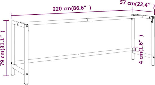 vidaXL Βάση Γραφείου Μεταλλική Μαύρο - Κόκκινο 220x57x79cm
