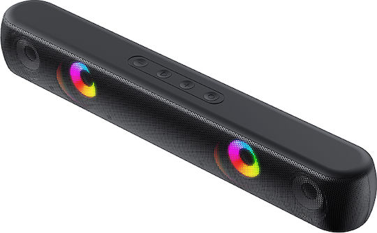 Havit SK854BT Kabellose Computerlautsprecher 2.0 mit RGB-Beleuchtung und Bluetooth Leistung 10W in Schwarz Farbe