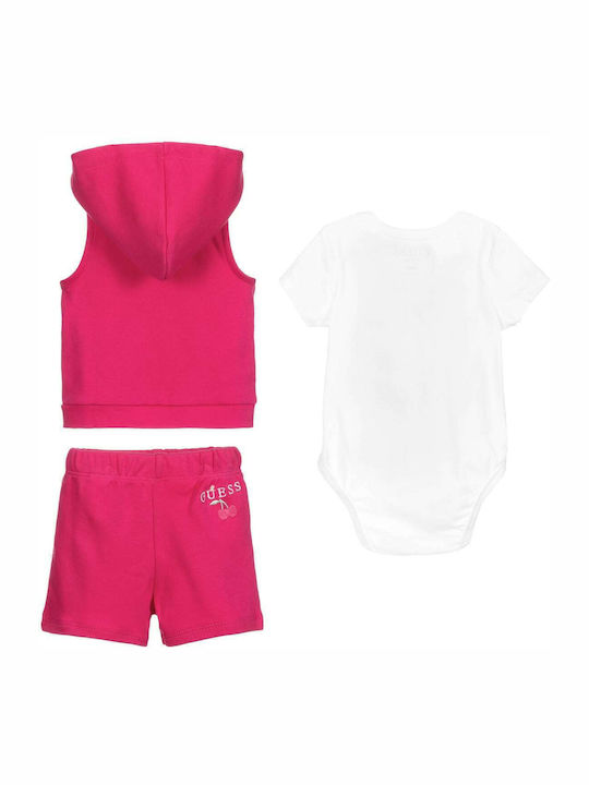 Guess Baby Bodysuit Underwear Set Short-Sleeved with Shorts Fuchsia