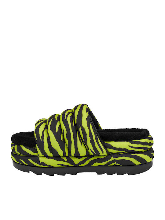 Puft Slide Tiger Print Leather Women's Flat Sandals Flatforms tiger