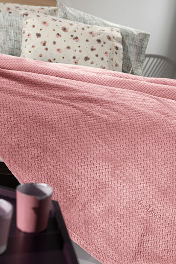 Guy Laroche Rombus Κουβέρτα Fleece Μονή 160x220εκ. Coral