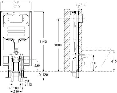 Roca Duplo WC Compact Built-in Plastic Rezervor de toaletă Rectangular Presiune scăzută