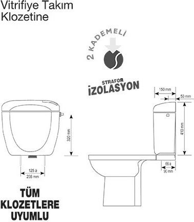 Siamp Rondo Universal Wall Mounted Plastic High Pressure Rectangular Toilet Flush Tank White