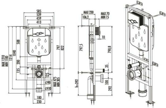 Creavit FGR7003 Built-in Plastic Rezervor de toaletă Rectangular Presiune scăzută