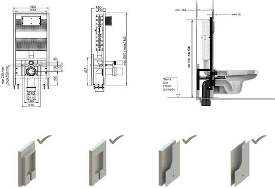 Karag Slim Plus Eingebaut Kunststoff Toiletten-Spülung Rechteckig