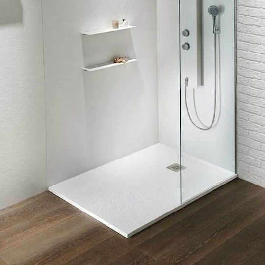 Sirene Rectangular Artificial Stone Shower White Slate 180x80x2.8cm S18080-301
