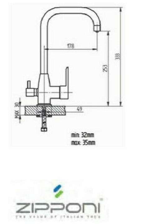 Ottone Meloda Kitchen Faucet Counter Chrome 17826