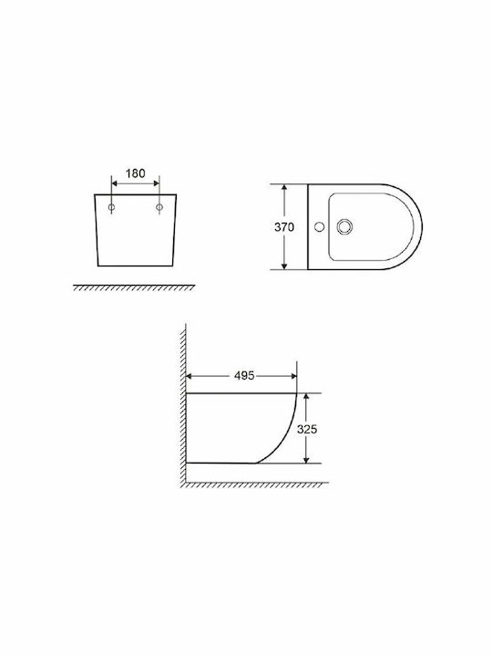 Karag Wall-Hanging Bidet Milos Gray 37x49.5x32.5cm
