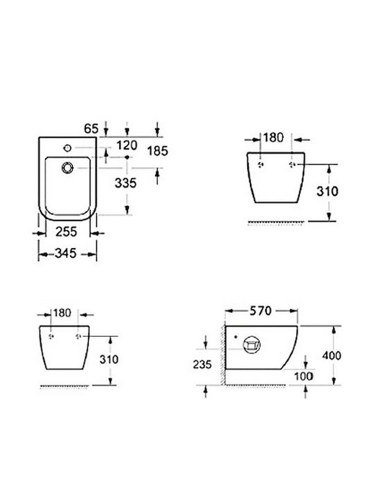 Karag Lt 003 Bidet Wandbehang 36x57cm Weiß