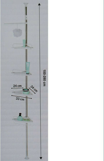 TnS Corner Wall Mounted Bathroom Shelf Plastic with 4 Shelves 33x24x100cm White