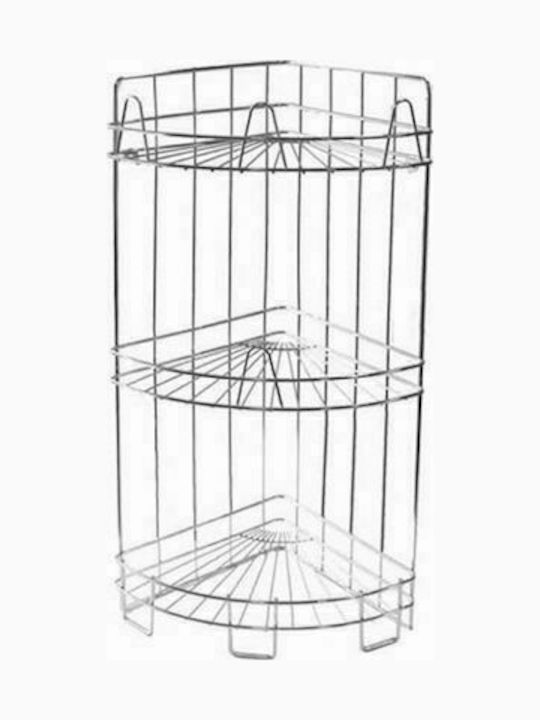 Sidirela Corner Wall Mounted Bathroom Shelf Metallic with 3 Shelves 23x32x60cm Silver