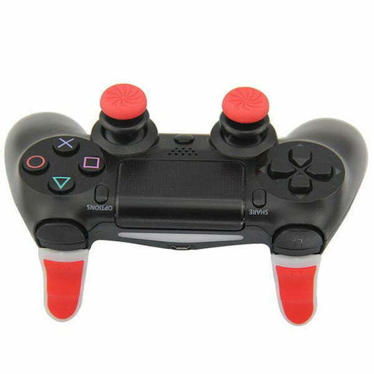 Extended Trigger R2 L2 Red/White & FPS Grips Caps Daumen-Griffe für PS4 in Rot Farbe