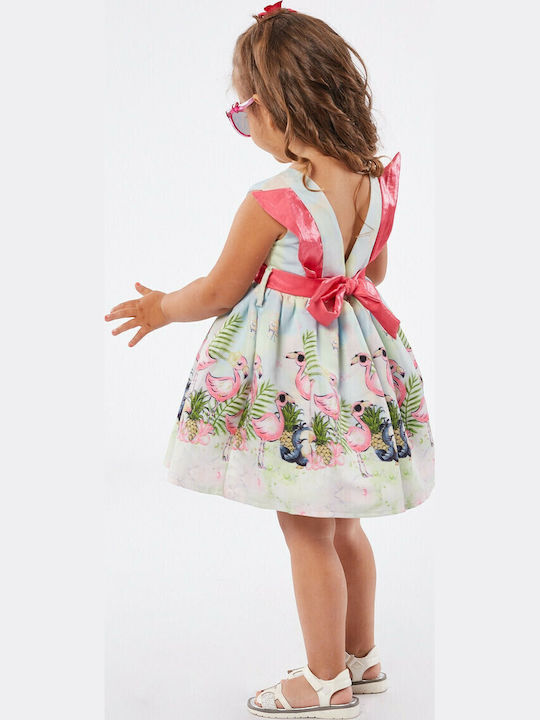 Rochie Fete Fără Mâneci Floral Set Cu Accesorii Albastru Deschis