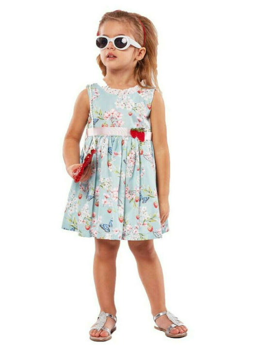 Evita Kids Dress Set with Accessories Floral Sleeveless Light Blue