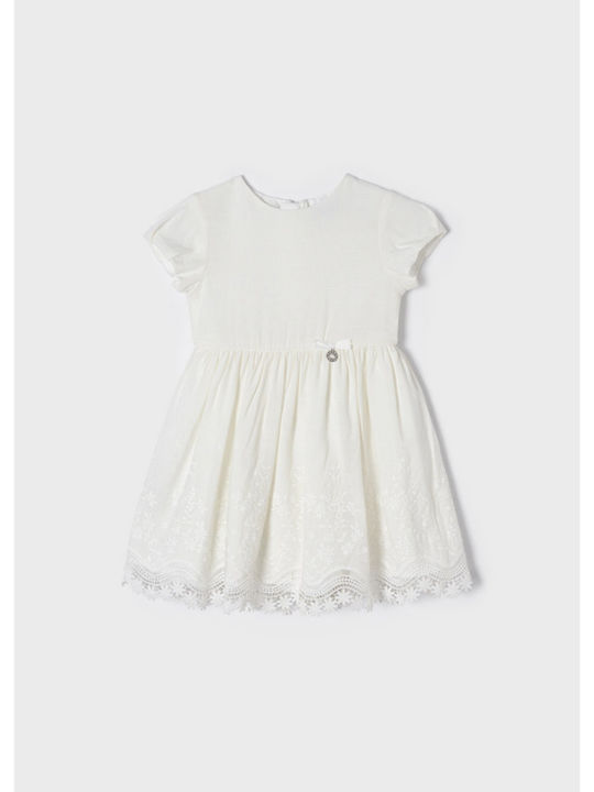 Mayoral Kids Dress Short Sleeve Ecru