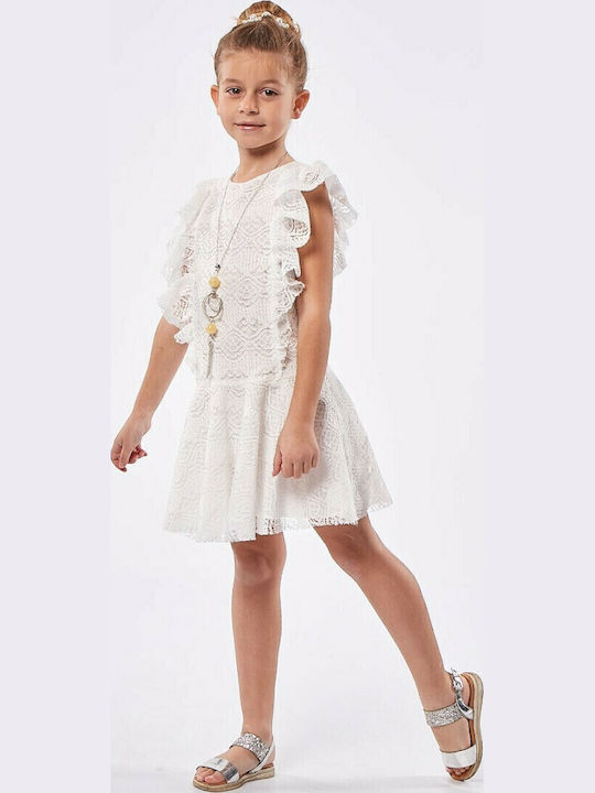 Children's Dress Sleeveless Lace Ecru