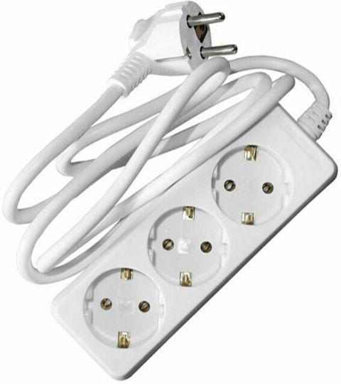 Popp Steckdosenleiste 3 Positionen mit Kabel 1.4m